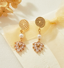 No.5★アレルギー対応★14K 金メッキ真鍮 ラウンドピアス 12x15mm No.5XF-0003-00